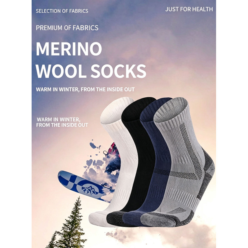 5PCS Men's Thick Merino Wool H - Wool Hiking Sock ulasan dan harga